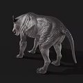 Fierce Scary Monster 3D Model With Rough Skin Sharp Teeth Aggressive Pose Dark Background