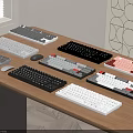Various Digital Keyboards With Different Colors And Styles On Wooden Desk