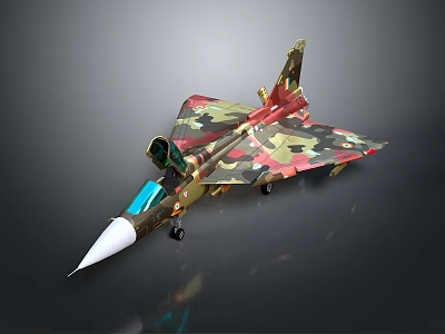 Camouflage Fighter Jet Model With Detailed Military Style Design And White Nose 3d model