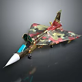 Camouflage Fighter Jet Model With Detailed Military Style Design And White Nose
