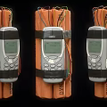 Explosive Weapon Devices With Mobile Phone Detonators Danger Labels And Wires 3d model