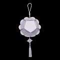Traditional Red Chinese Lantern With Yellow Plum Blossom Design And Tassel Decoration