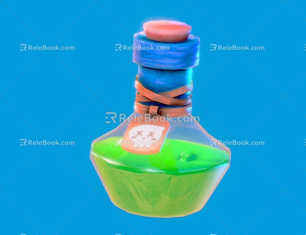 Magic Bottle Cartoon Glass Bottle Hand-painted Glass Bottle Style Bottle 3d model