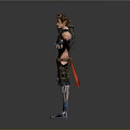 3D Warrior Character Model With Armored Outfit Red Belt And Blue Boots