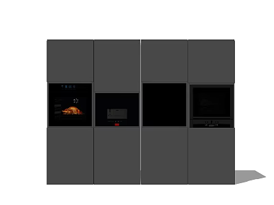 Sleek Modern Kitchen With Built-in Appliances In Gray Integrated Cabinet Design 3d model