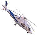 Modern White And Blue Helicopter With Sleek Design Rotors Landing Gear And Windows
