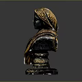 Classical Bust Sculpture With Head Headdress Draped Cloak And Ornate Base