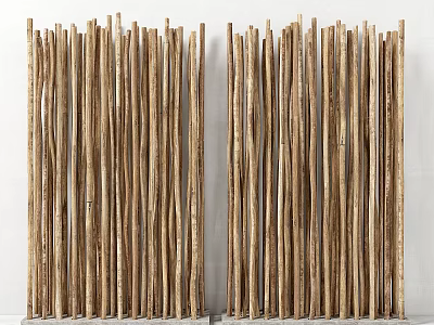 Wooden Room Divider Made Of Natural Wooden Sticks For Indoor Space Separation And Decor 3d model