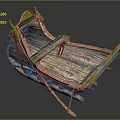 Ancient Wooden Handcrafted Vehicle With Traditional Sled Structure And Rustic Design