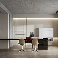Modern Open Office Interior With Gray Ceiling Wooden Floors And Black Glass Partitions