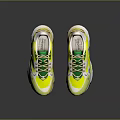 Bright Yellow And Green Sports Sneakers With White Accents And Modern Lace Up Design