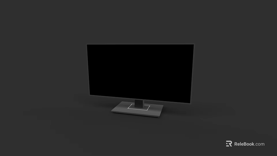 Black Desktop Office Monitor With Flat Screen And Stable Base Design 3d model 