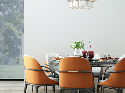 Modern Dining Table and Chair Combination Dining Table and Chair Chandelier Combination model