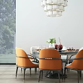 Modern Dining Table and Chair Combination Dining Table and Chair Chandelier Combination 3d model
