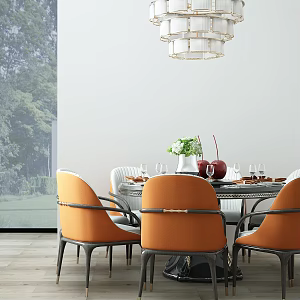 Modern Dining Table and Chair Combination Dining Table and Chair Chandelier Combination 3d model