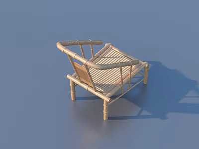 Bamboo Single Chair with Woven Seat and Backrest and Armrests for Natural Simple Outdoor Use 3d model