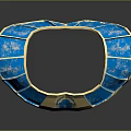 Blue and Gold Ornate Collar with Intricate Patterns and Shiny Accents