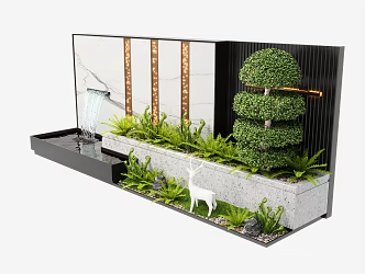 Modern waterscape wall waterscape landscape wall stacked water landscape plant landscape sketch 3d model