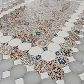 Decorative Hexagonal Floor Tiles With Colorful Patterns And Geometric Designs 3d model