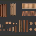 Various Natural Wooden Logs Planks Blocks and Stone Slabs for Construction Material