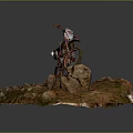 Off Road Motorcycle Parked On Rocky Grass Terrain With Natural Scenery