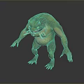 Fierce Green Monster Game Movie Character With Sharp Teeth And Clawed Limbs