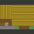 Pixel Style Wooden House With Yellow Roof Balcony Street Lamp And Green Grass
