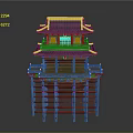 Traditional Ancient Wooden Tower Model With Multi Story Structure And Classic Roof Design
