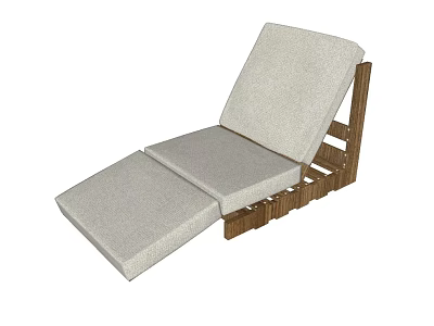 Stylish Lounge Chair with Wooden Frame Light Colored Cushions and Adjustable Backrest 3d model