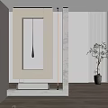 Elegant Modern Interior Design With Decorative Partition Lighting And Olive Plant 3d model