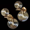 Modern Wall Sconces with Gold Metal Structure and Clear Glass Globes