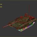 Green Military Tank With Armored Design Long Gun Barrel And Metal Tracks