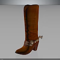 Fashionable Red High Heel Knee High Boots With Metallic Buckle Accents