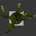 Cactus Plant with Green Stems and Yellow Flowers in White Square Pot
