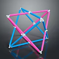 Colorful Geometric Structure With Pink Blue Rods And White Connectors