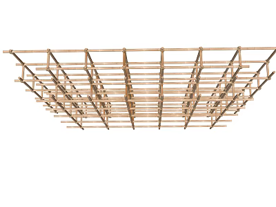 Wooden Grid Ceiling Framework Architectural Structure For Modern Home Design 3d model