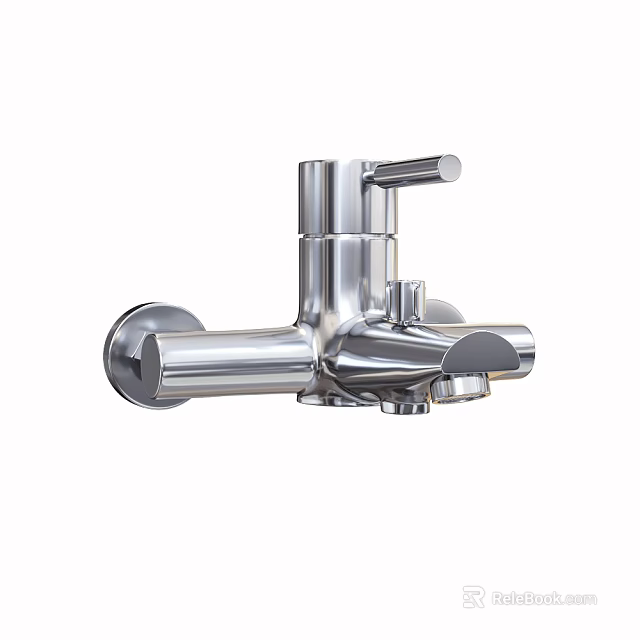 Modern Sleek Chrome Faucet With Wall Mounted Design And Polished Finish 3d model 