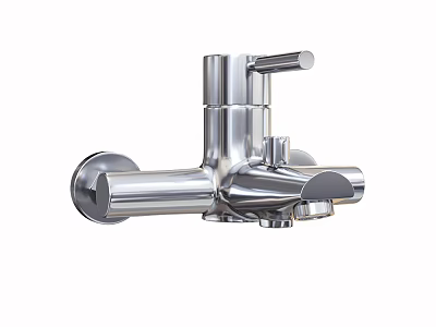 Modern Sleek Chrome Faucet With Wall Mounted Design And Polished Finish 3d model