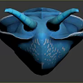 Game And Movie Character Blue Horned Helmet With White Patterns And Fantasy Design