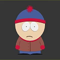 Cartoon Character Wearing Blue Hat Red Pom Pom Red Coat Blue Pants And Sad Expression