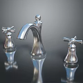 Polished Chrome Bathroom Faucet With Two Cross Handles And Modern Design