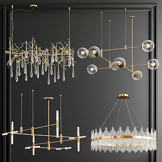 Light Luxury Chandelier Combination 3d model