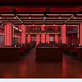 Modern Bar Interior With Large LED Screen Red Decor Seating And Bright Lighting 3d model