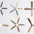Different Designed Ceiling Fans In Gray Beige Wooden Hues With Various Blade Shapes