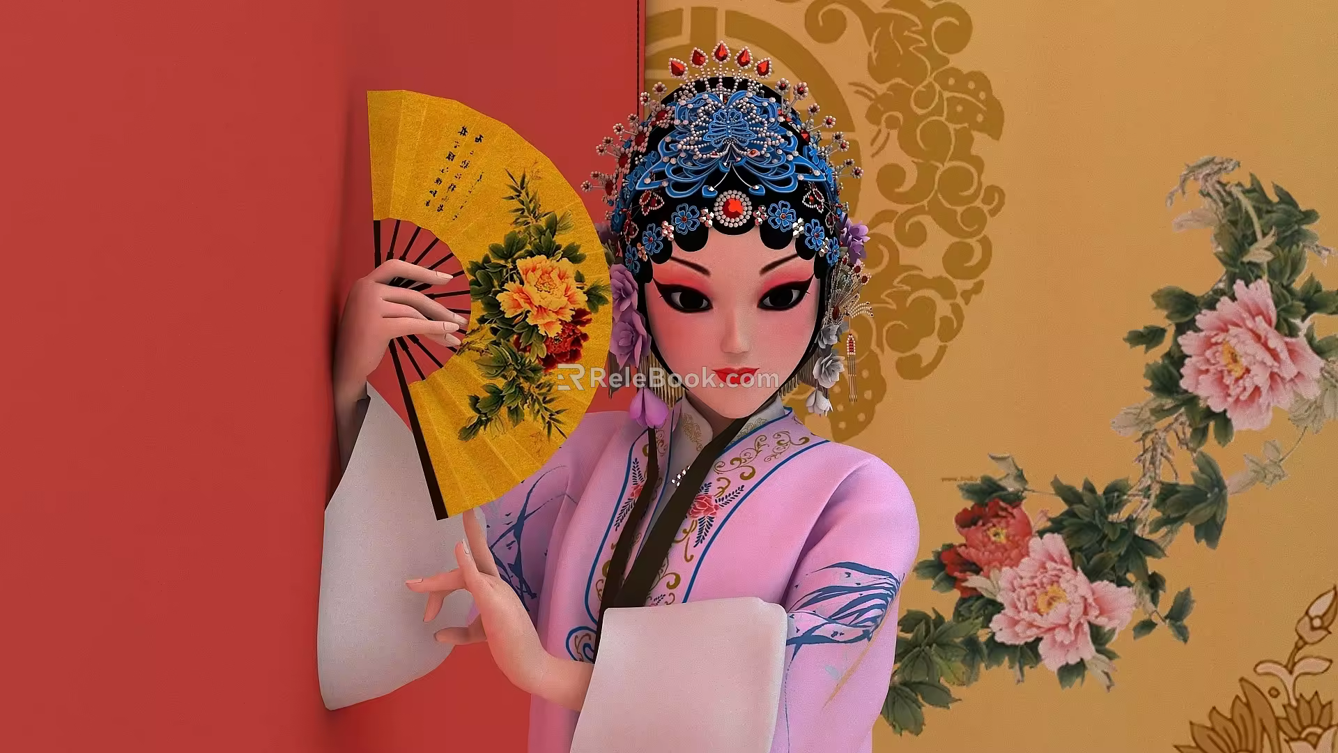 Peking Opera Characters Tsing Yi with Skeletal Bound Animation Singing Opera Corner Tsing Yi Women Tsing Yi Singing Opera Tsing Yi Singing Opera Women Ancient Women Fan Ancient 3d model