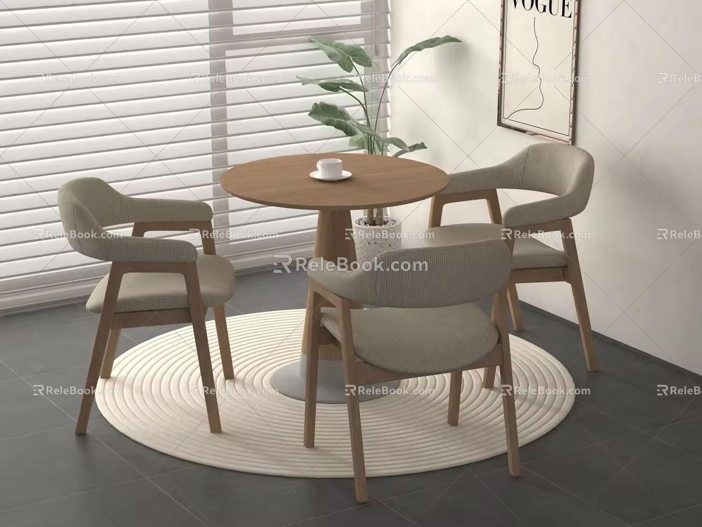 Dining table and chair combination 3d model