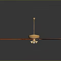 Modern Ceiling Fan With Red Wooden Blades And Golden Metal Frame Home Furniture Design