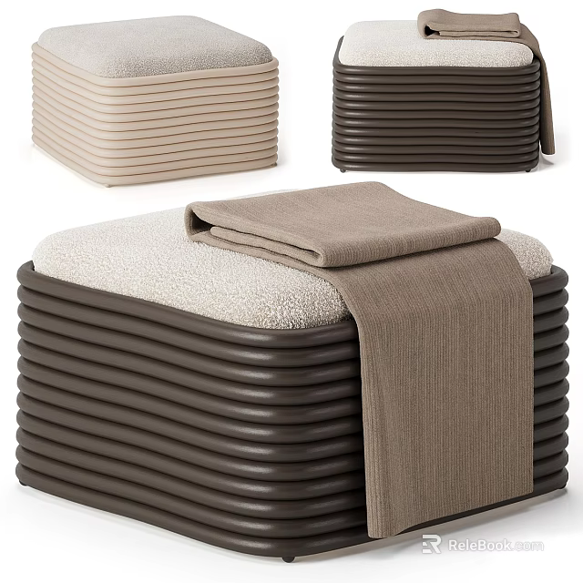 Comfortable Bean Bag Chair With Soft Surface And Stackable Design In Neutral Tones 3d model 