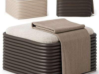 Comfortable Bean Bag Chair With Soft Surface And Stackable Design In Neutral Tones 3d model