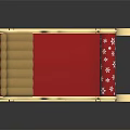 Festive Christmas Amusement Sleigh With Red Body White Snowflake Patterns And Golden Decorations